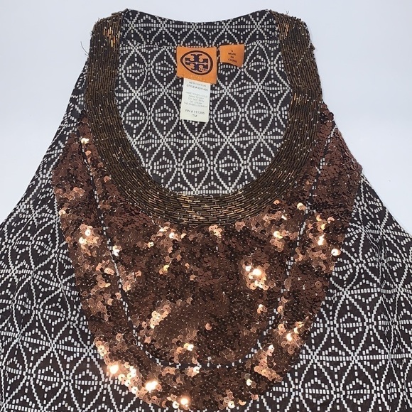 TORY BURCH Sequin and beaded Sunkiss Lightweight cotton tank Dress size 4 - Picture 6 of 13